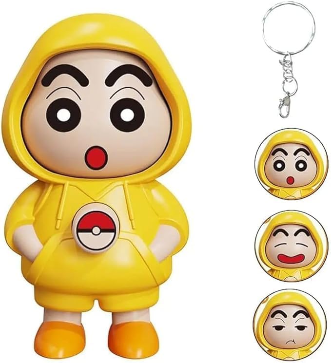 Shinchan Face Changing Keychain Cute Cartoon Key Ring with Three Expressions Anime Gift for Kids & Fans (Pack of 1)