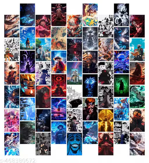 Aesthetic mix Anime Collage Kit Wall Posters Collections | Set of 54 | 4x6 inch each | Wall Collage Kit, aesthetic posters | Room Decor Photo Collection | Posters for Room Decoration